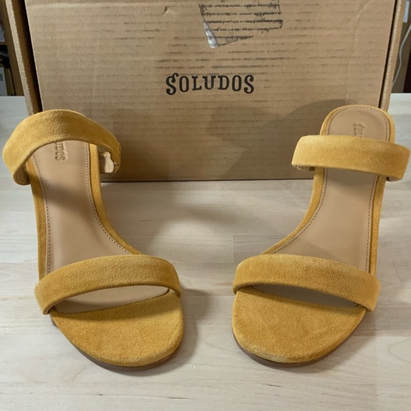 Soludos Ines Marigolds Heeled Sandals NIB Suede Open Toe Slip On Sandals Size 8 - Picture 3 of 9